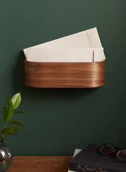 Walnut wall letter holder
