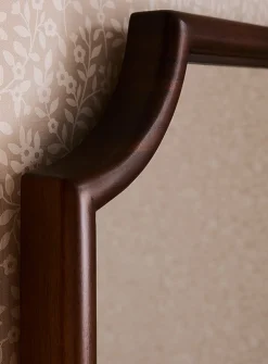 Walnut-finished frame truncated corners mirror