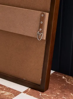 Walnut-finished frame truncated corners mirror