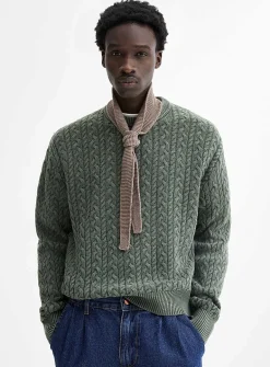 Washed cable-knit sweater