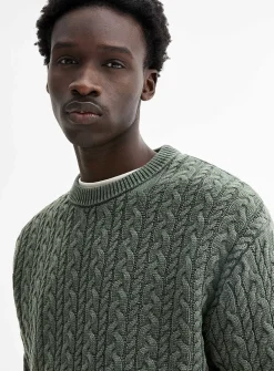 Washed cable-knit sweater