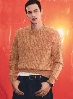 Washed cable-knit sweater