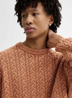 Washed cable-knit sweater