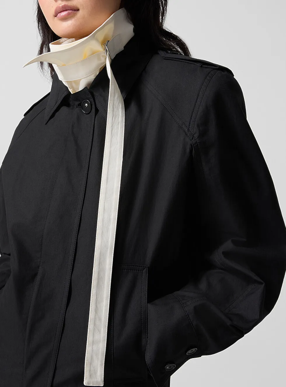 Washed cotton layered-effect jacket