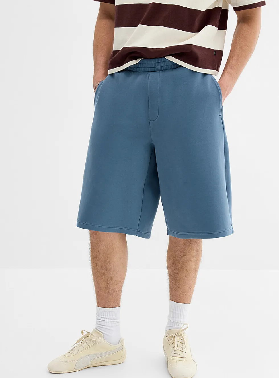 Washed double-knit jersey Bermudas