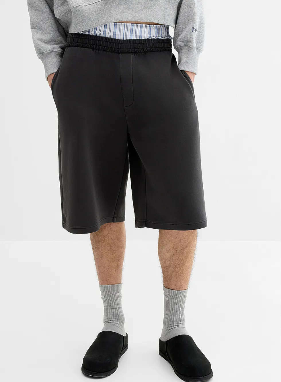 Washed double-knit jersey Bermudas