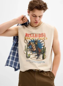 Washed graphic muscle tee