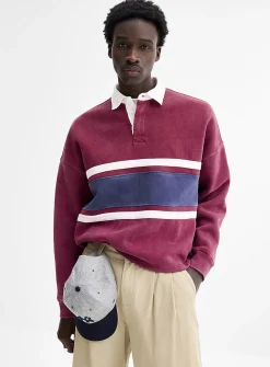 Washed rugby polo sweatshirt