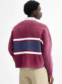 Washed rugby polo sweatshirt