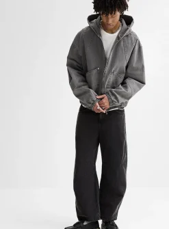 Washed twill hooded jacket