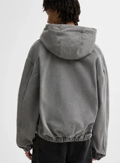 Washed twill hooded jacket