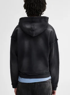 Washed zip-up hoodie