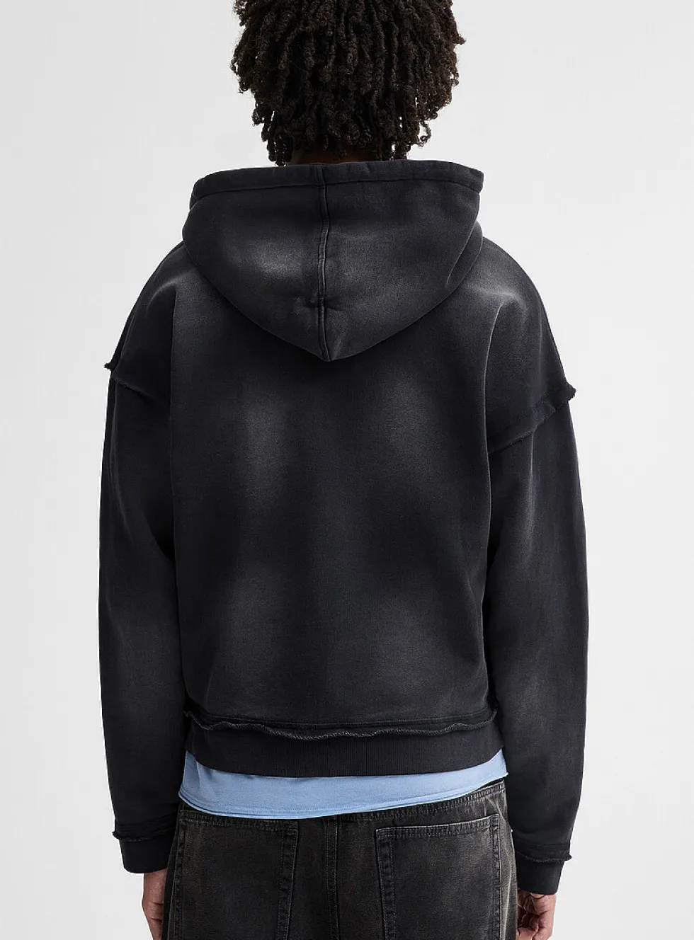 Washed zip-up hoodie