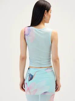 Watercolour floral mesh cropped cami