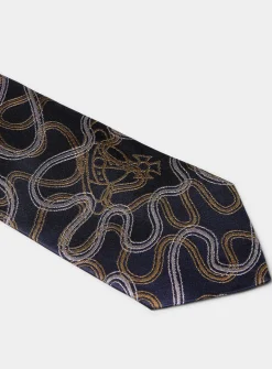 Wavy lines pure silk tie