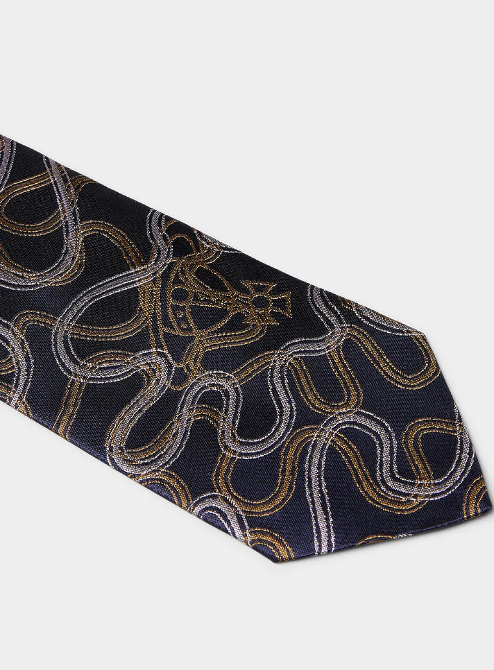Wavy lines pure silk tie