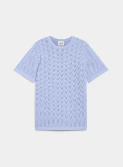 Wavy openwork knit T-shirt