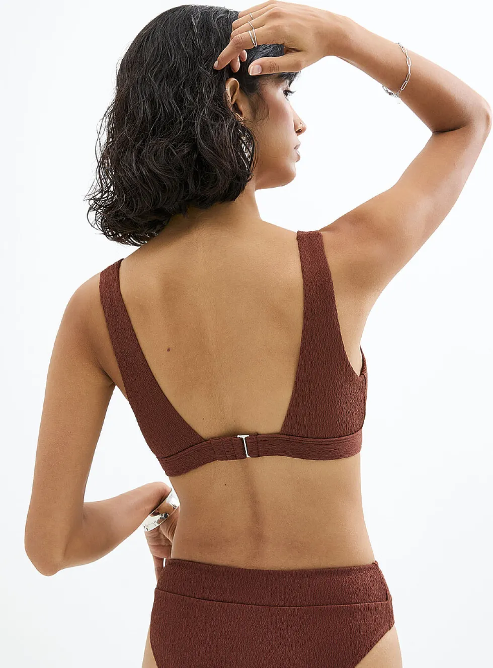 Wavy texture crossover bralette bikini top