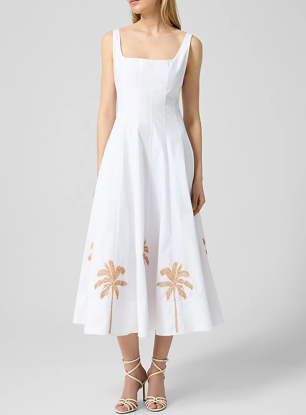 Wells embroidered poplin dress