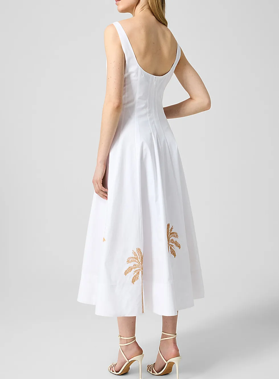 Wells embroidered poplin dress