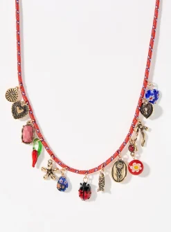 Whimsical charm cord necklace