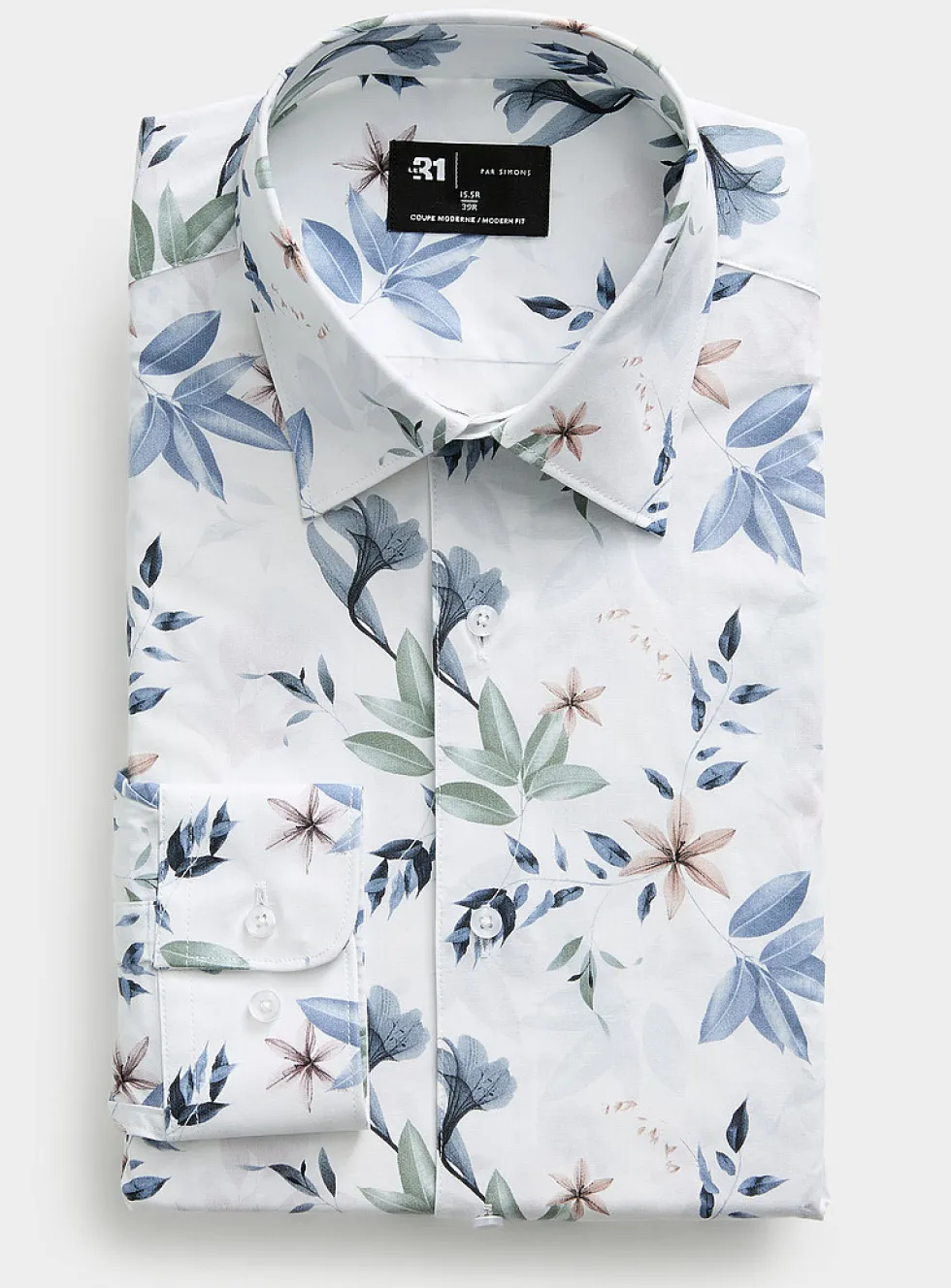White background floral shirt
