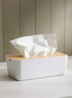 White bamboo-resin tissue box