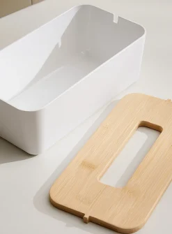 White bamboo-resin tissue box