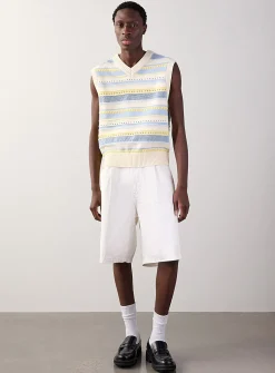 White denim loose Bermudas