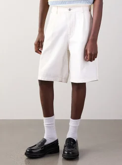 White denim loose Bermudas