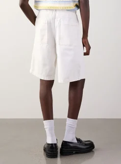 White denim loose Bermudas