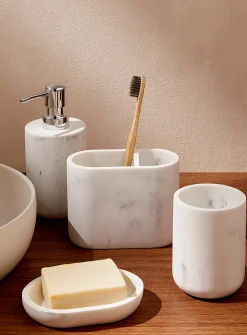 White faux-marble accessories