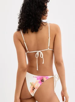 White hibiscus triangle bikini top