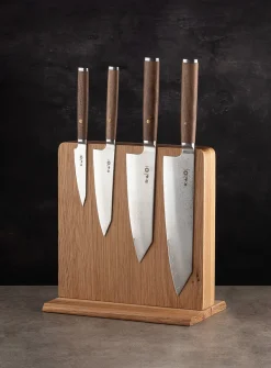 White oak magnetic knife block