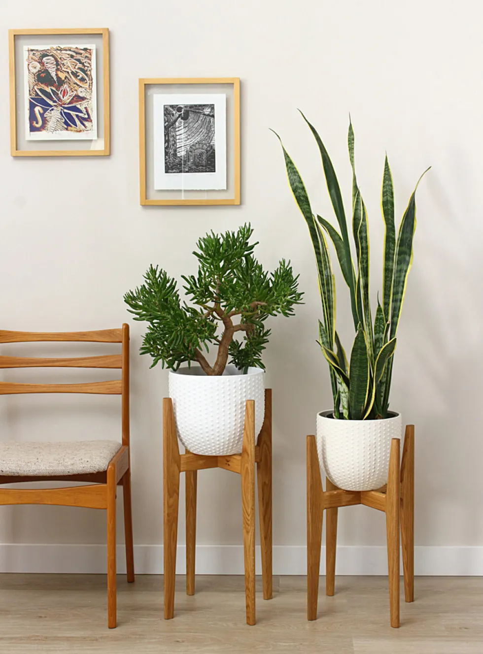 White oak plant stand