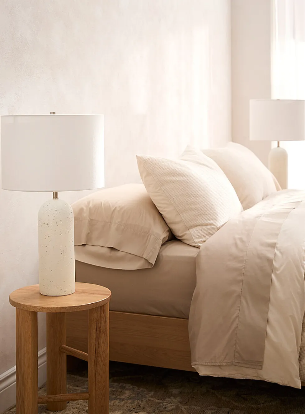White resin base table lamps