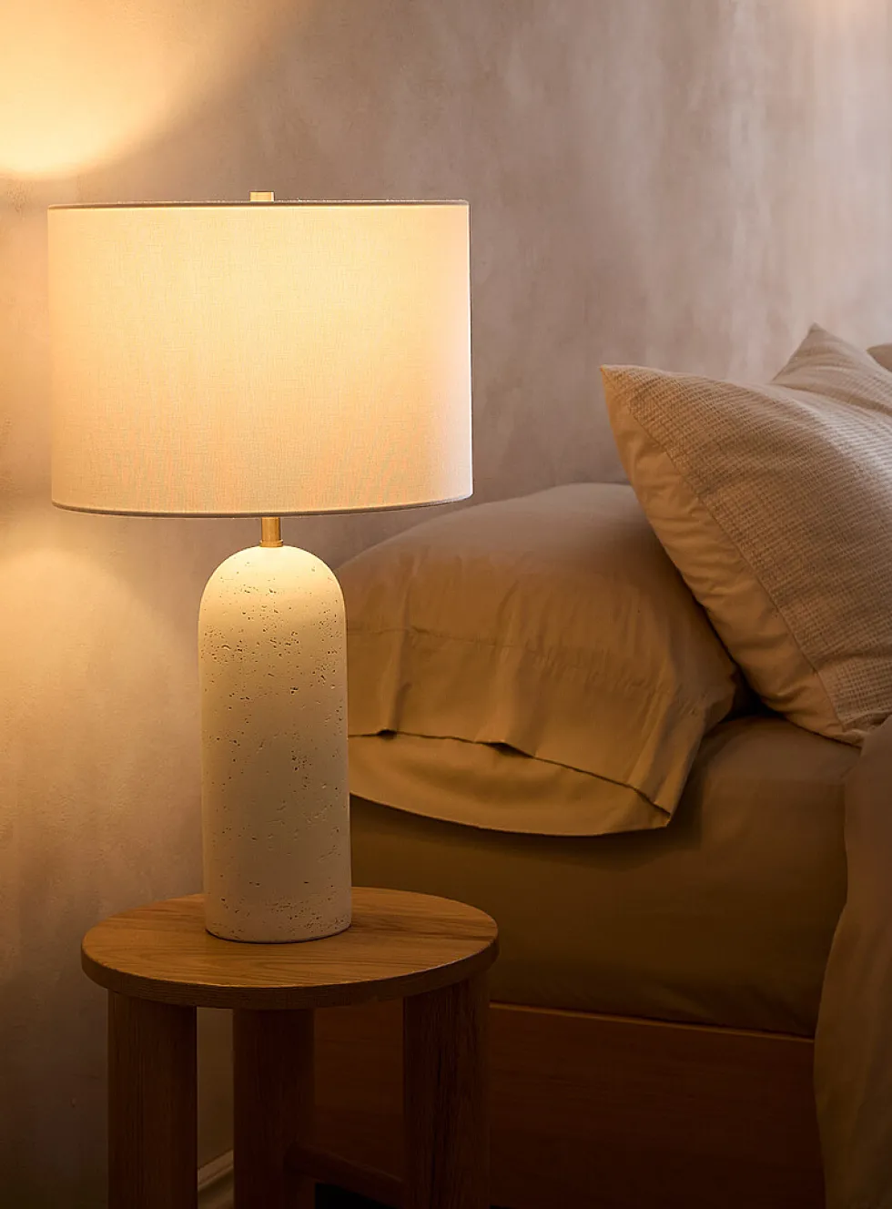 White resin base table lamps