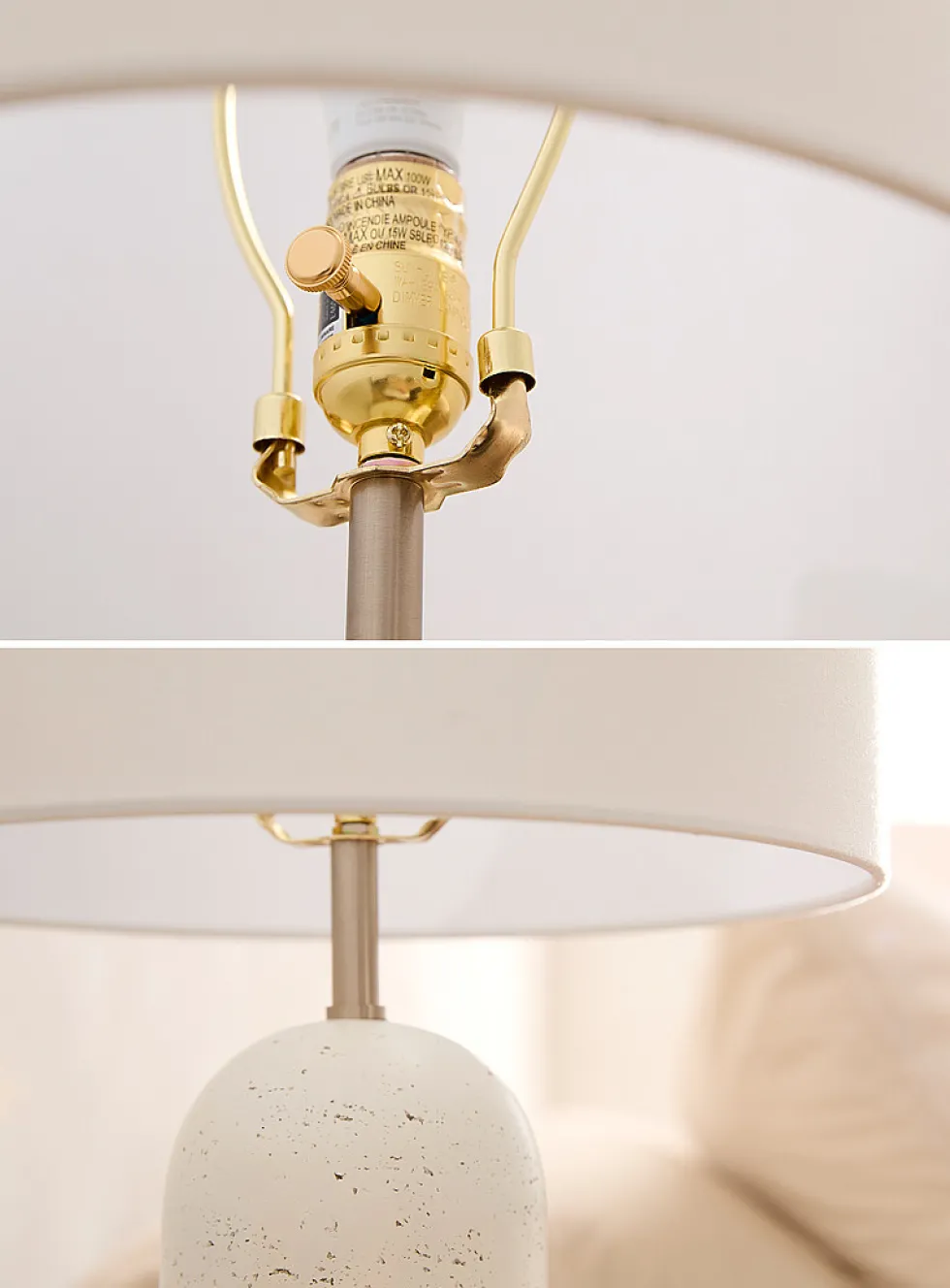 White resin base table lamps