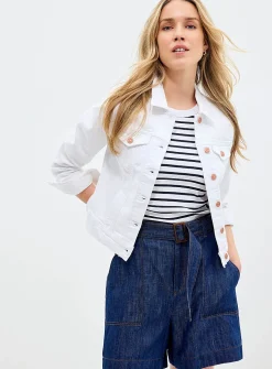 White stretch denim jacket