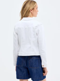 White stretch denim jacket