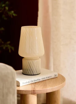 White swirls retro-style portable open lamp