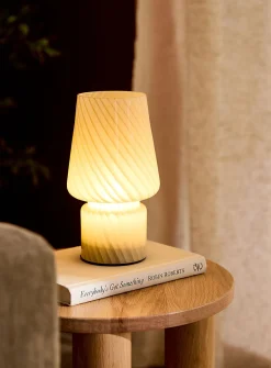 White swirls retro-style portable open lamp