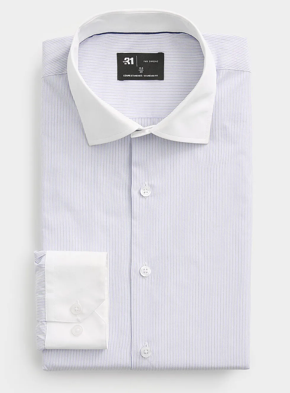 White-collar striped shirt