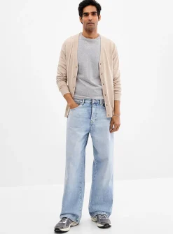 Wide bleached high-rise jean