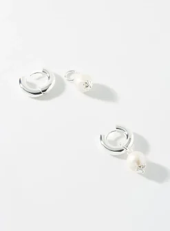 Wide floral pearl hoops