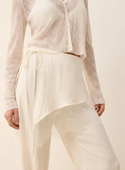 Wide pant with side-tie miniskirt