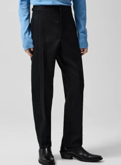 Wide satiny band tuxedo pant