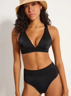 Wide-band high-rise bikini bottom
