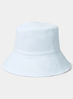 Wide-brim pure linen bucket hat