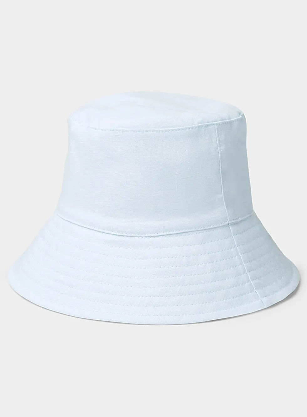 Wide-brim pure linen bucket hat